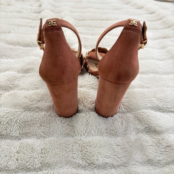 Sam Edelman Suede Leather Studded Open Toe Chunky Heels Size 8 - Picture 10 of 16